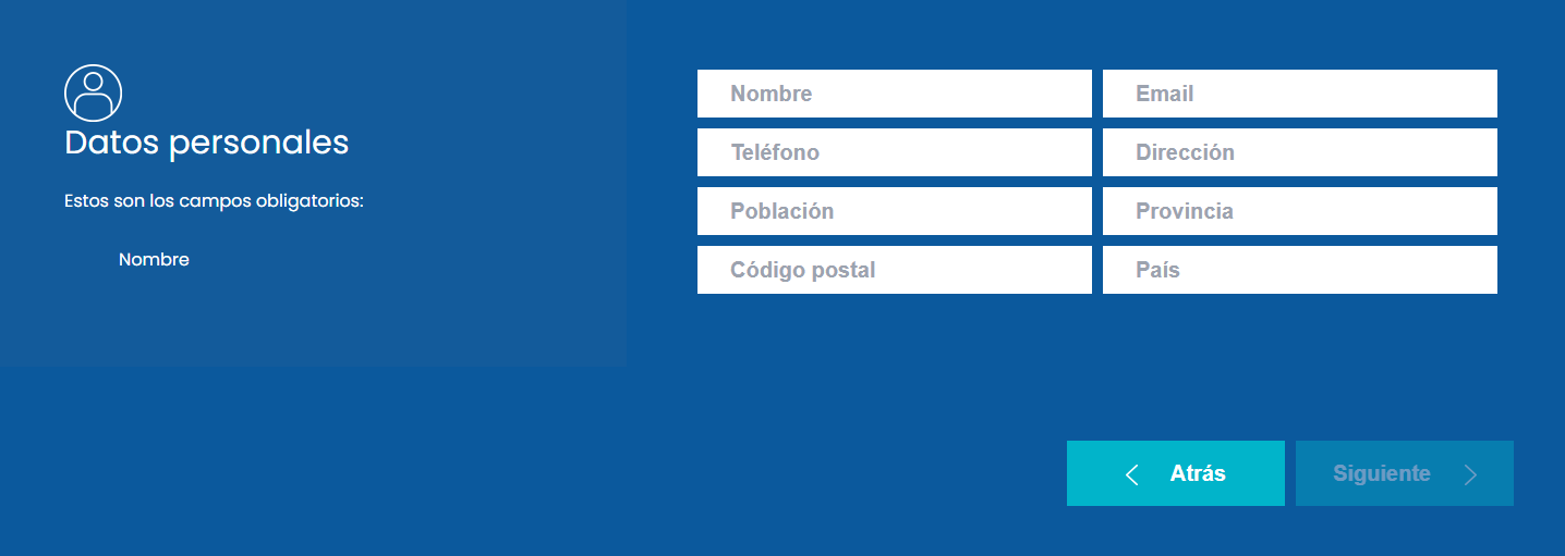 Configurador PS cover - Datos de contacto