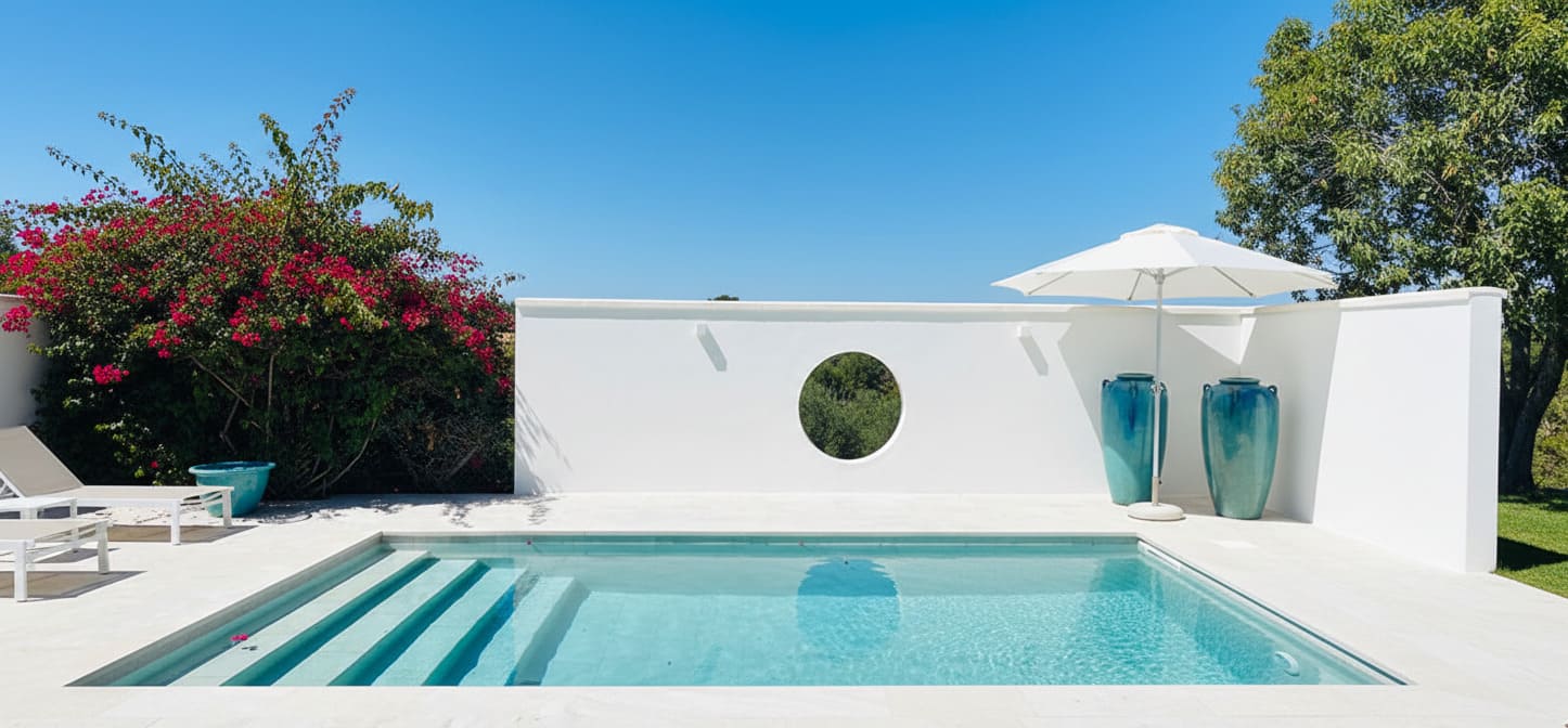 ¿Cómo se ve el agua en una piscina blanca?
